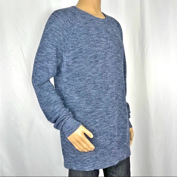 14th & Union Indigo 100% Cotton Knit Long Sleeves CrewNeck Sweater 